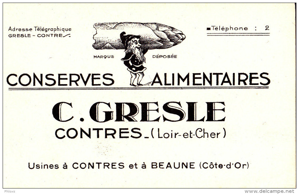 Carte Publicitaire/41/C.GRESLE Contres/réf:C1981 - Lebensmittel