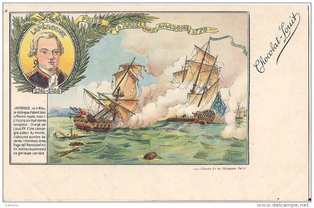 LAPEROUSE PRISE DE L'ARIEL PAR L'AMAZONE 1778  ILLUSTRATION CHOCOLAT LOUIT - Personaggi