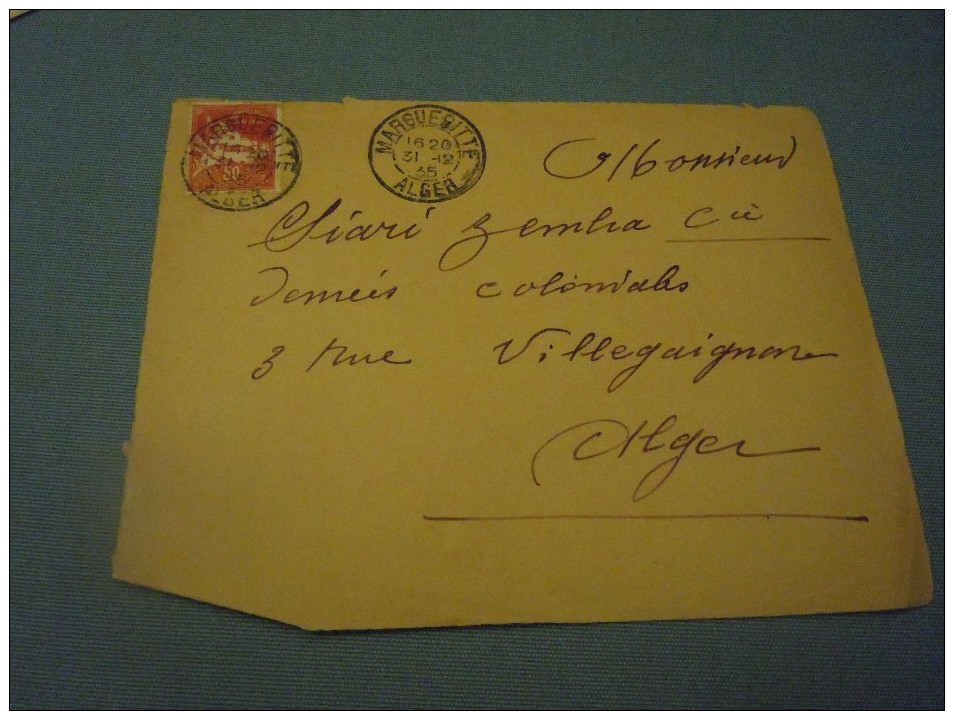 1271 B, Lettre , Cachet Margueritte, Alger, 31-12-1935 - Lettres & Documents