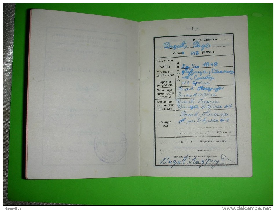 Serbia,Yugoslavia FNRJ,Ridjica,primary School Report Book,students Grade Legitimation,Tito Preambula,history Document - Diplome Und Schulzeugnisse