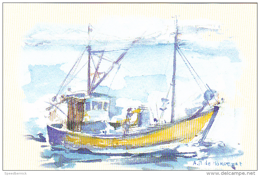 23664 Aquarelles Aquarelle A M Monpezat Pour Bouchara - Bateau Peche Chalutier Dessin - Pêche