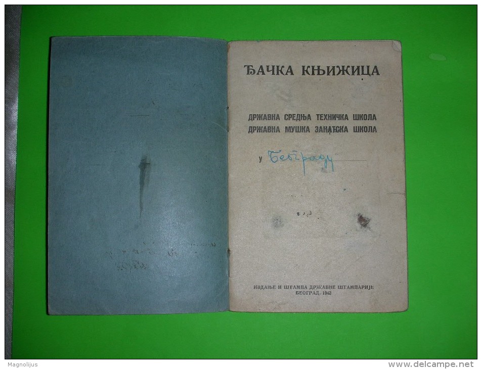 Serbia,Yugoslavia DFJ,Belgrade,tehnical High School Report Book,craft Students Grade Legitimation,with Rules,history - Diplome Und Schulzeugnisse