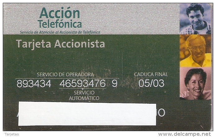 TARJETA DE ESPAÑA DE ACCION TELEFONICA (ACCIONISTAS TELEFÓNICA) - Tests & Servicios