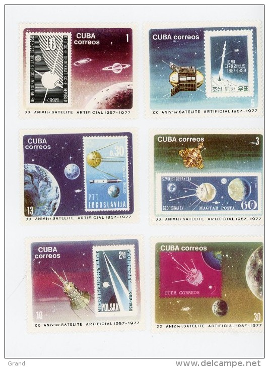 Cuba1977-20 Ans Spoutnik 1-Timbres Sur Timbres-YT 1999/04**MNH-Dentelé - Amérique Du Sud