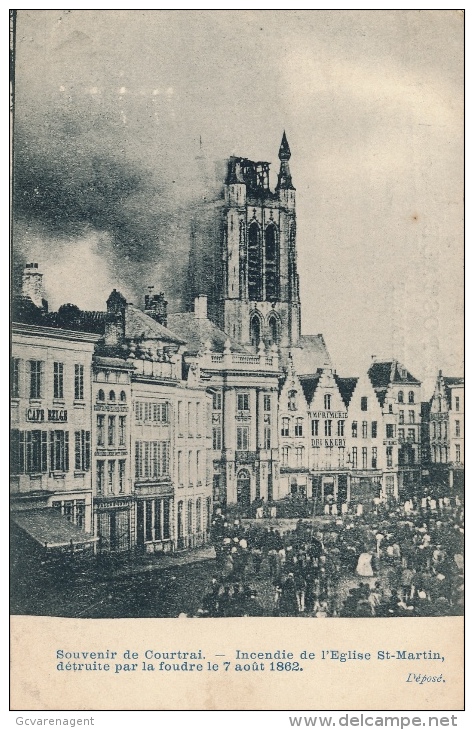 KORTRIJK ::  INCENDIE  DE L´EGLISE SAINT MARTIN - Kortrijk