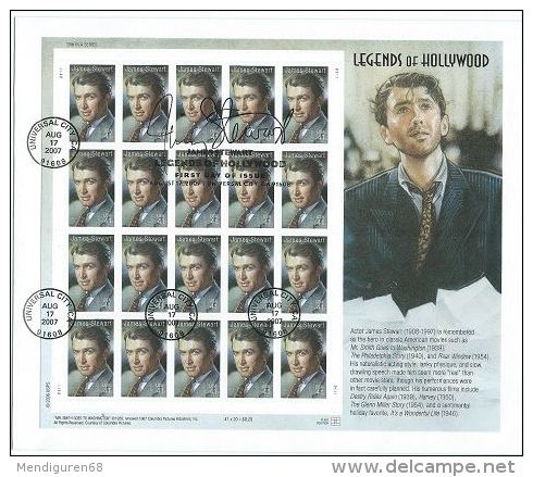 VERINIGTE STAATEN ETATS USA 2007 Legends Hollywood Jimmy Stewart Pane 20V FD CAN SC 4197sp YV BF3981 MI B4299 SG MS4782 - Sheets