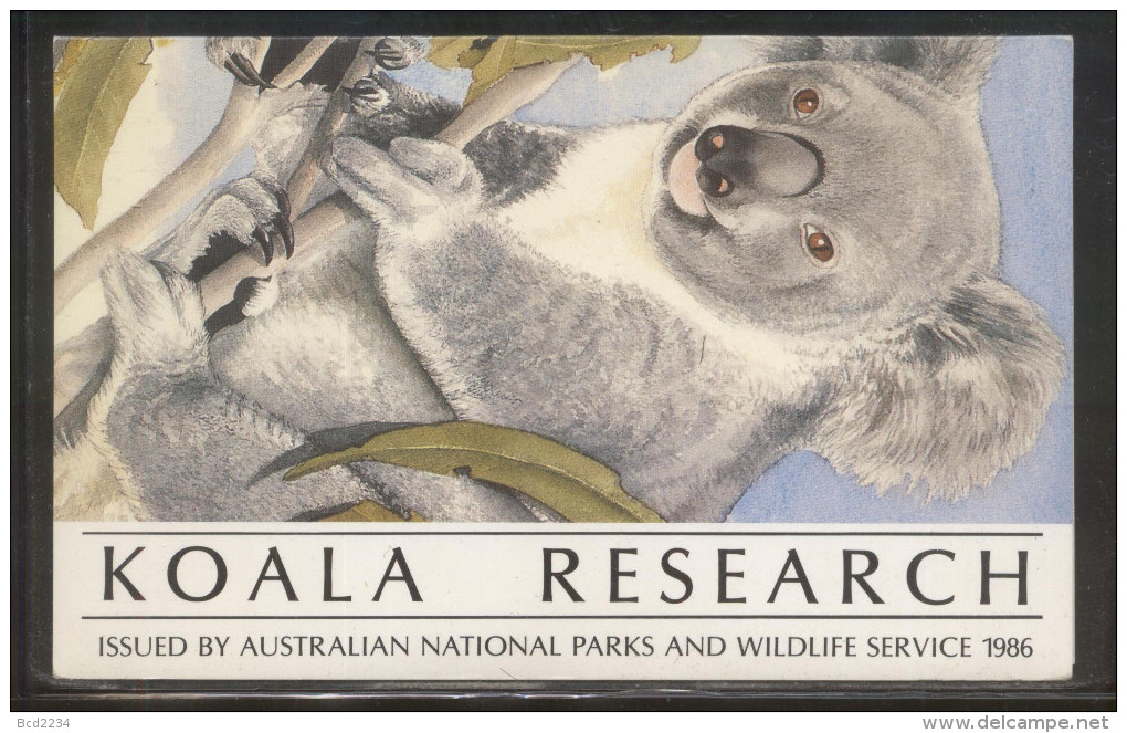 AUSTRALIA 1986 NATIONAL PARKS & WILDLIFE SERVICE KOALA RESEARCH SHEETLET PRESENTATION PACK CINDERELLA - Cinderelas