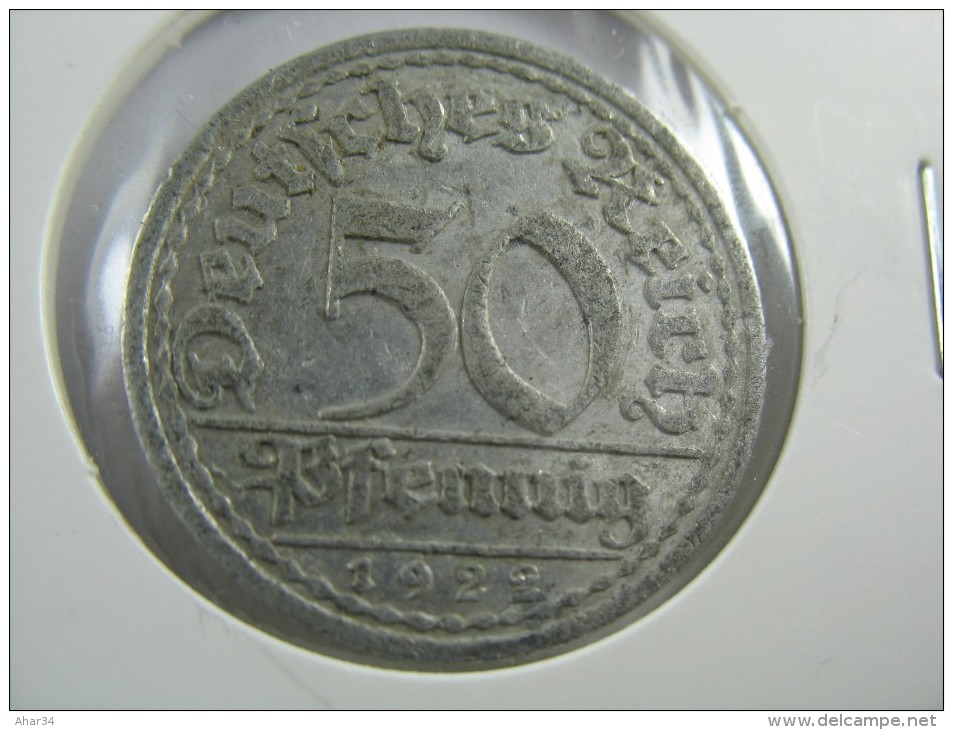 GERMANY 50 PFENNIG 1922  A   LOT 16 NUM 25 - 50 Rentenpfennig & 50 Reichspfennig