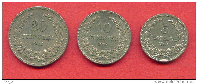 F3929 / - 5 + 10 + 20  Stotinki - 1913 - Bulgaria Bulgarie Bulgarien Bulgarije - Coins Monnaies Munzen - Bulgaria