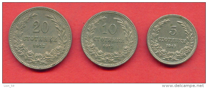 F3929 / - 5 + 10 + 20  Stotinki - 1913 - Bulgaria Bulgarie Bulgarien Bulgarije - Coins Monnaies Munzen - Bulgarie