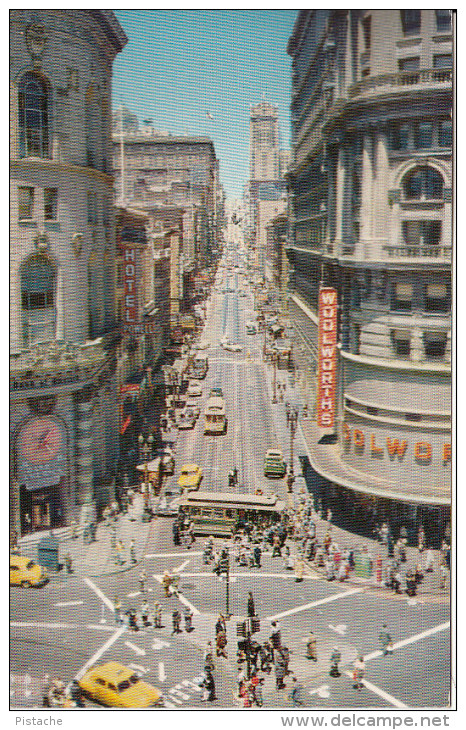 Original San Francisco Powell Market Street - Woolworth's- Turntable Cable Car - 2 Scans - Antelope Stamp & Postmark - San Francisco