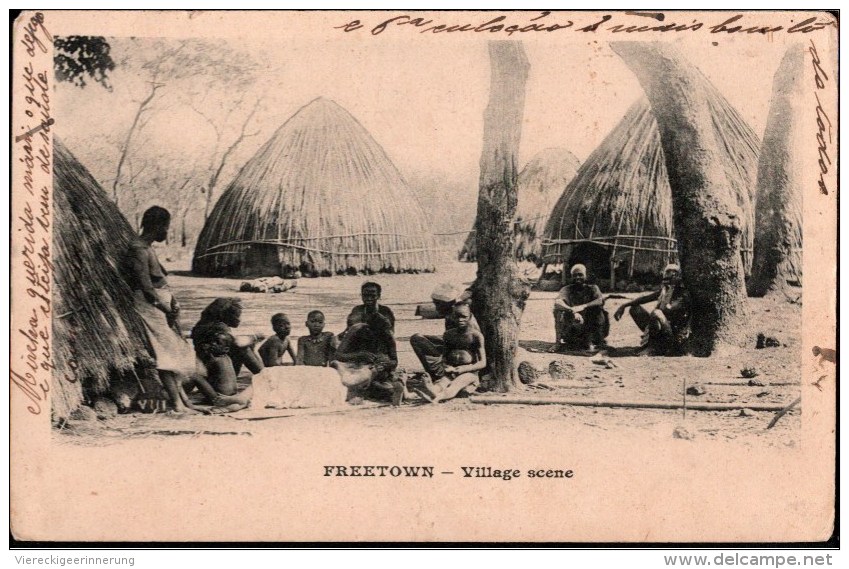 ! Old Postcard, Alte Ansichtskarte, Cpa Freetown, Village, Afrique, Africa, Afrika, Sierra Leone, Black People - Sierra Leona