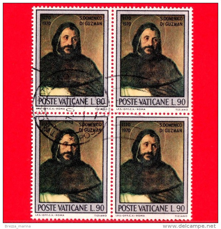 VATICANO  - 1971 - 8º Centenario Della Nascita Di San Domenico Di Guzman - 90 L. • Opera Di Tiziano - Quartina - Usati