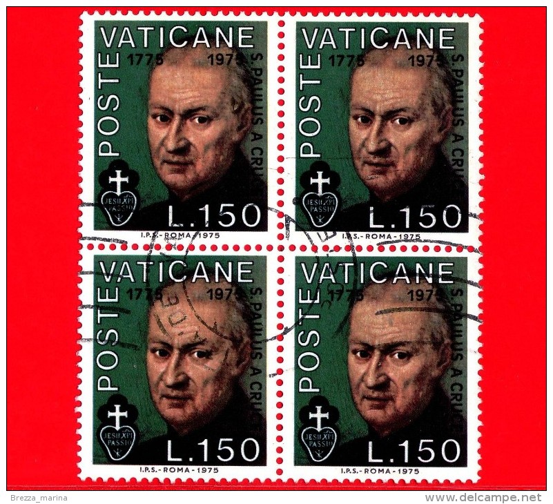 VATICANO  - USATO - 1975 - Bicentenario Della Morte Di San Paolo Della Croce - 150 L. • Ritratto - Quartina - Usati