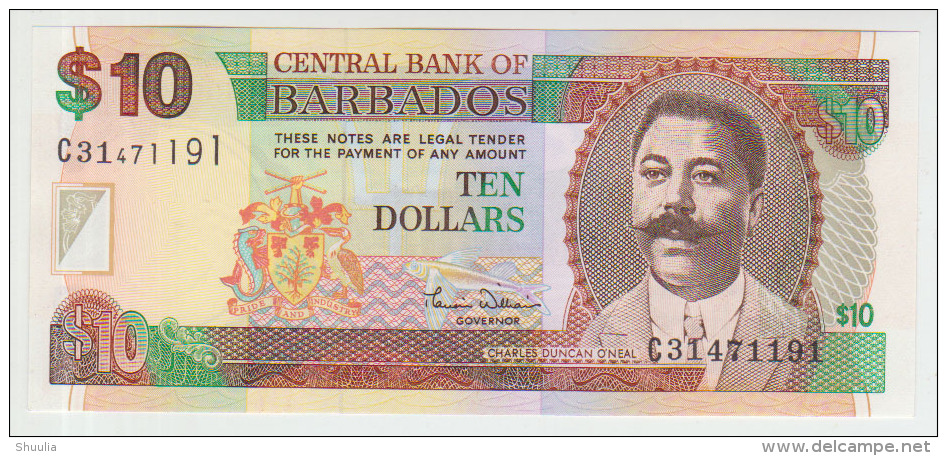 Barbados  10 Dollars 2000 Pick 62 UNC - Barbados