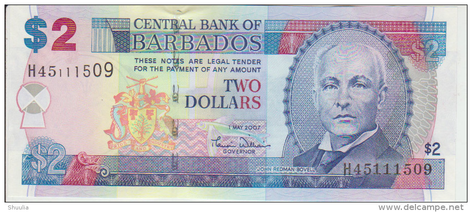 Barbados  2 Dollars 2007 Pick 66 UNC - Barbades