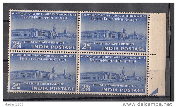 INDIA,  1954,  World Forestry Congress,  Block Of 4, , MNH, (**) - Nuevos