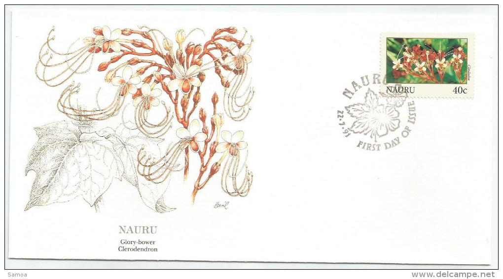 Nauru 1991 373 FDC - Fleurs - Dessin Basil Smith - Nauru