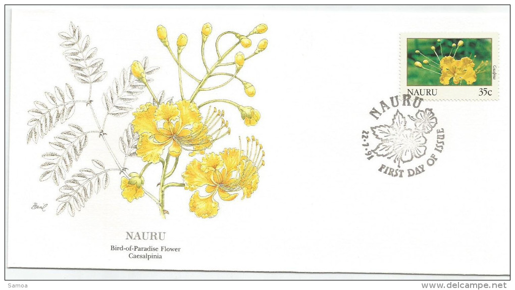 Nauru 1991 372 FDC - Fleurs - Dessin Basil Smith - Nauru