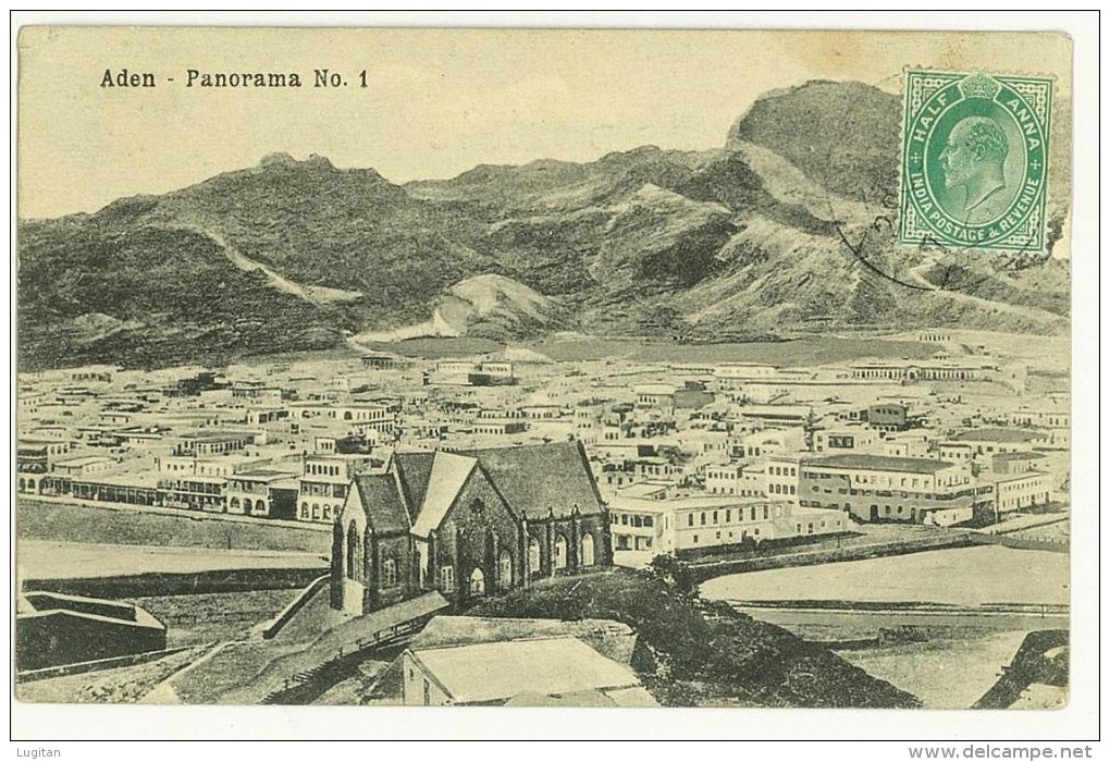 PANORAMA 1 - ANNO 1910 ANNULLO DI ADEN SU INDIA INGLESE - CARTOLINA AFFRANCATA LATO VEDUTA - Fotografia