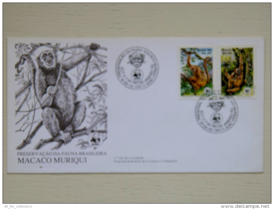 Covers Special Cancel FDC From Brasil Animals Fauna Monkeys Macaco 1984 Wwf Panda - FDC