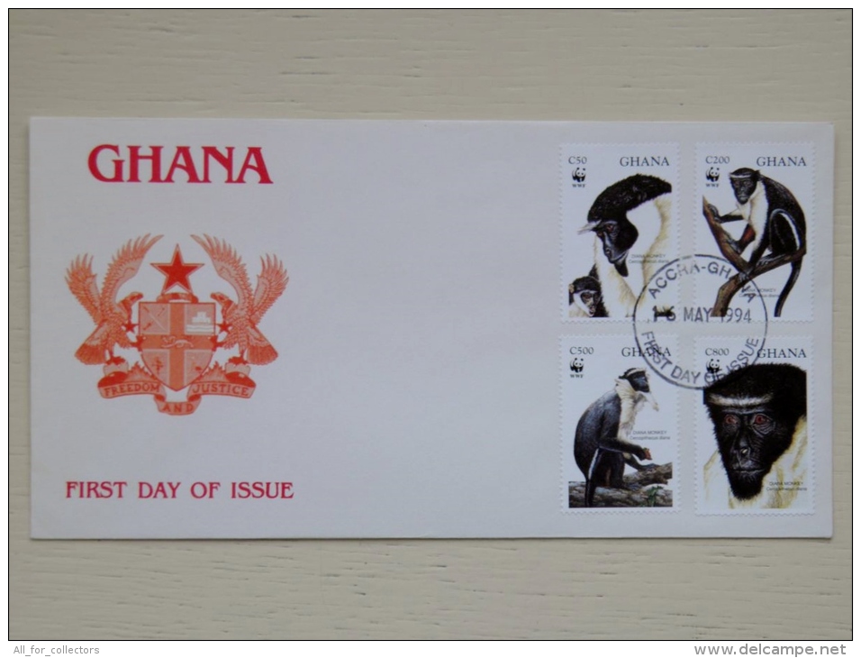 Covers Special Cancel FDC From Ghana Animals Fauna Monkeys Diana Monkey 1994 Wwf Panda - FDC
