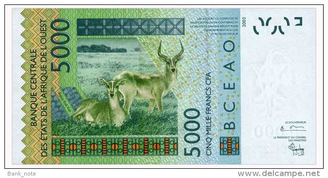 WEST AFRICAN STATES SENEGAL 5000 FRANCS 2003 Pick 717Ka Unc - West-Afrikaanse Staten