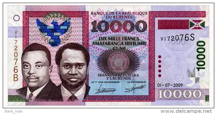 BURUNDI 10000 FRANCS 2009 Pick 43c Unc - Burundi