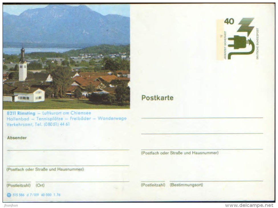 Germany/Federal Republic- Stationery Ilustrated Postcard Unused 1976 -  Rimsting - Illustrated Postcards - Mint