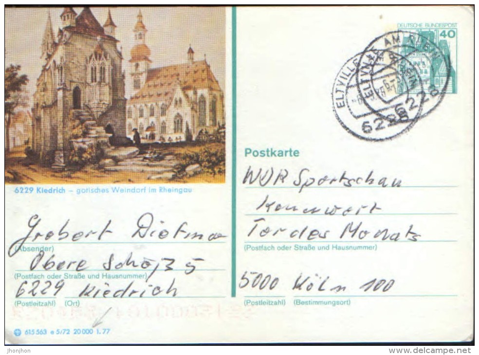 Germany/Federal Republic- Stationery Ilustrated Postcard Circulated In 1978 -  Kiedrich - Illustrated Postcards - Used