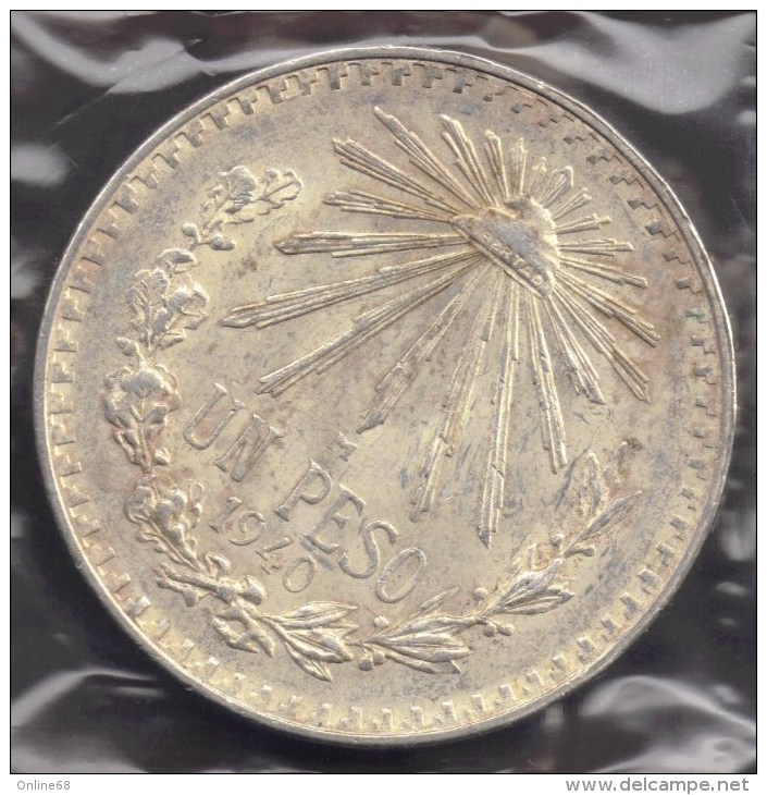 MEXICO 1 PESO 1940 ARGENT 	Silver 0.720 KM# 455 - Mexico