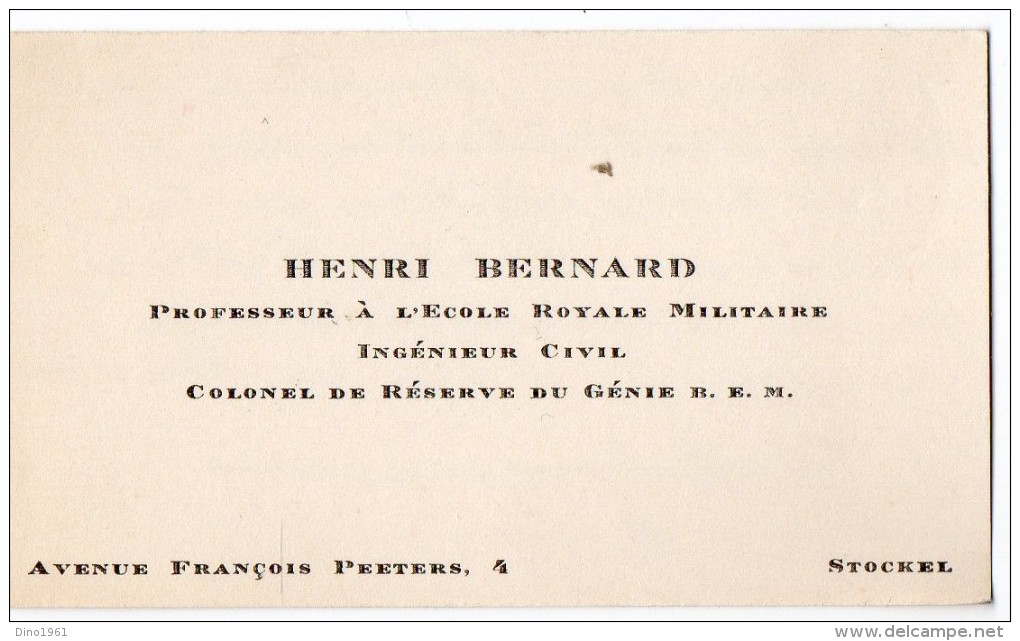 VP1021 - MILITARIA - CDV - Carte De Visite - Le Colonel Du Génie H. BERNARD M.B.E. - STOCKEL - Cartes De Visite