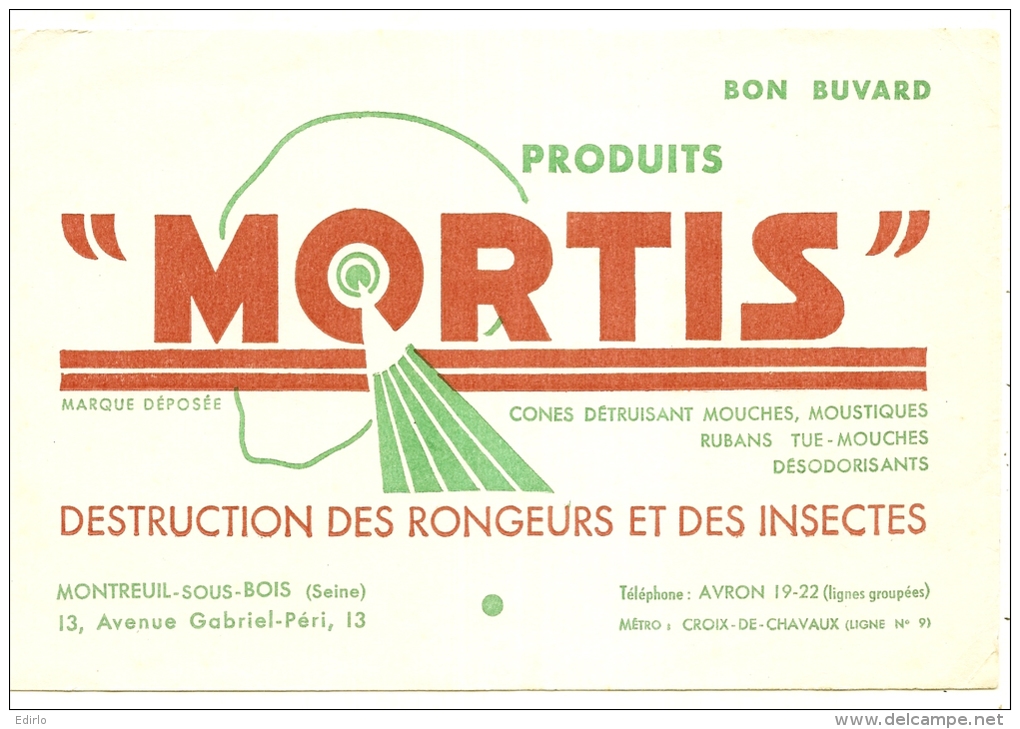 - BUVARD / BLOTTER /  MORTIS Destruction Des Rongeurs  TTB - Produits Ménagers