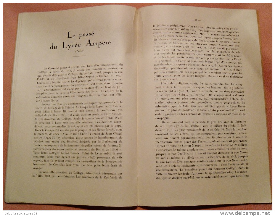 BULLETIN DE L'ASSOCIATION DES ANCIENS ELEVES DES LYCEES DE LYON - MAI 1934 - N°5 - Diplomas Y Calificaciones Escolares