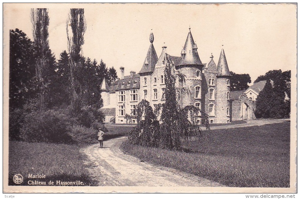 Marloie    Château De Hassonville  1945  Naar St. Gillis - Bruxelles - Marche-en-Famenne