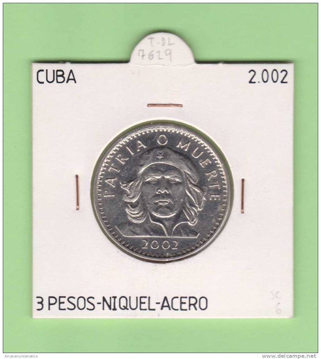 CUBA  3  PESOS  "ERNESTO CHE GUEVARA" Niquel-Acero KM#346a  2.002 SC/UNC   DL-7629 - Cuba