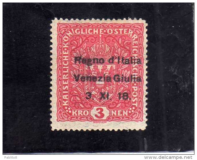 VENEZIA GIULIA 1918 SOPRASTAMPATO AUSTRIA OVERPRINTED K 3 CORONE KROWN MH FIRMATO SIGNED - Venezia Giulia