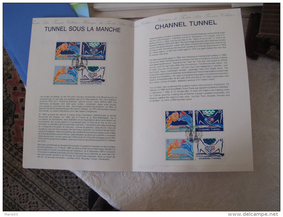 Document Tunnel Sous La Manche - Channel Tunnel - 1994 - Avec Timbres - Autres & Non Classés