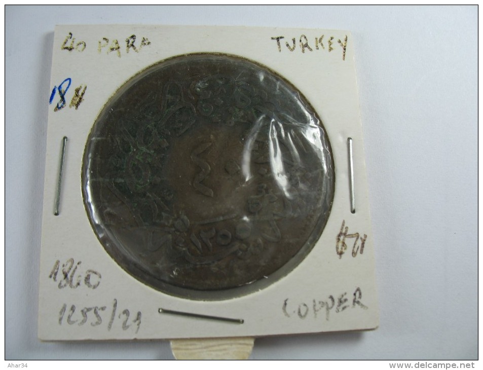 TURKEY OTTOMAN  40 PARA 1255  AH  YEAR 21 COPPER LARGE COIN 37 MM AROUND 1859  COIN LOT 17  NUM 12 - Türkei