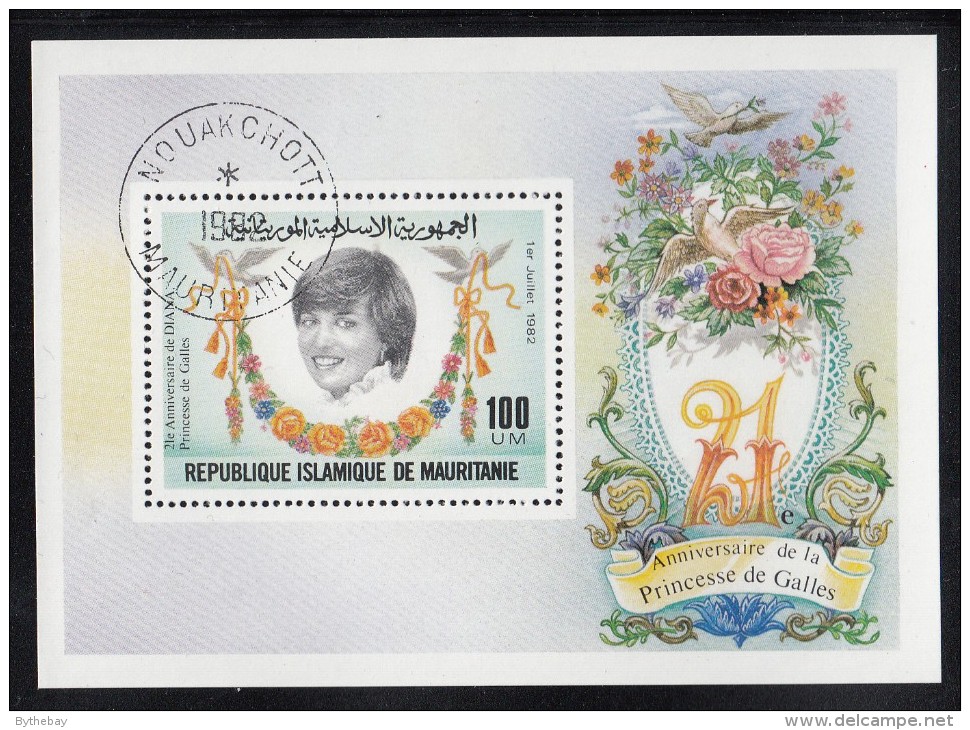Mauritania Used Scott #517 Souvenir Sheet 100um Princess Diana's 21st Birthday - Mauritanie (1960-...)