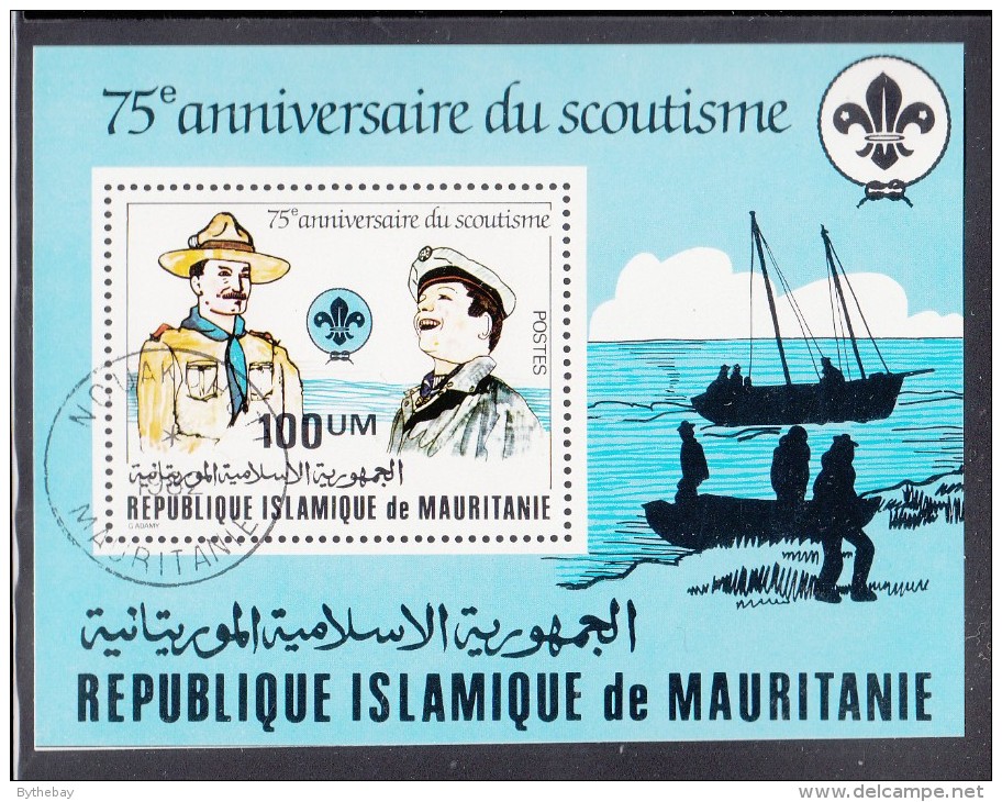 Mauritania Used Scott #499 Souvenir Sheet 100um Baden-Powell, Scout - 75th Anniversary Scouting - Mauritanie (1960-...)