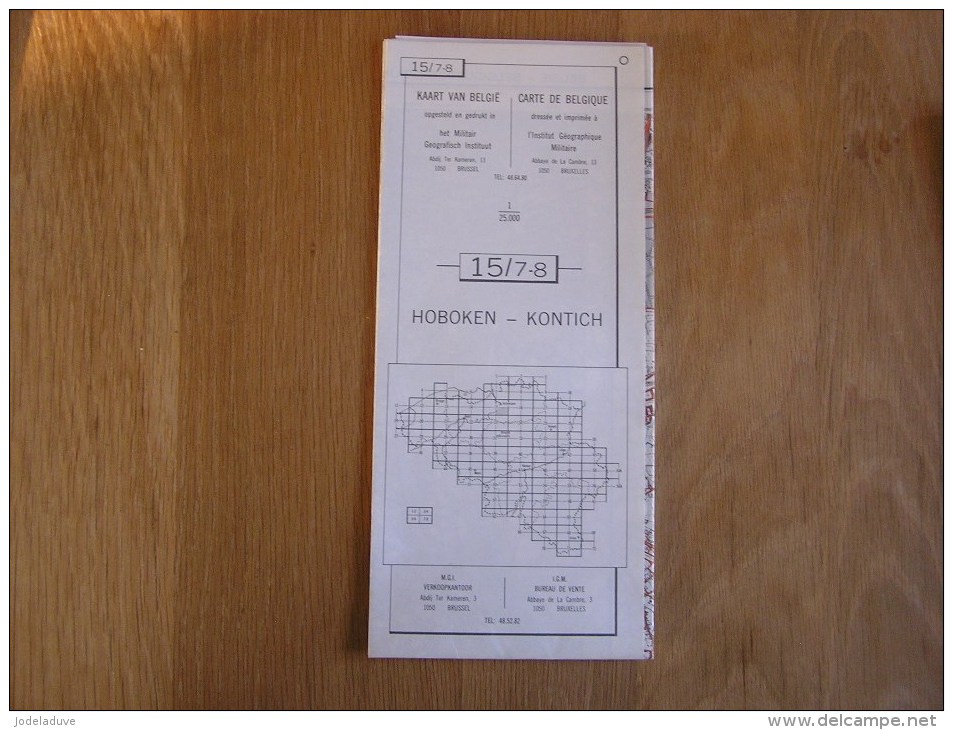 KAART VAN BELGIE CARTE TOPOGRAPHIQUE Belgique 15 / 7 - 8 IGM ( IGN ) Régionalisme Hoboken Kontich Wilrijk - Cartes/Atlas