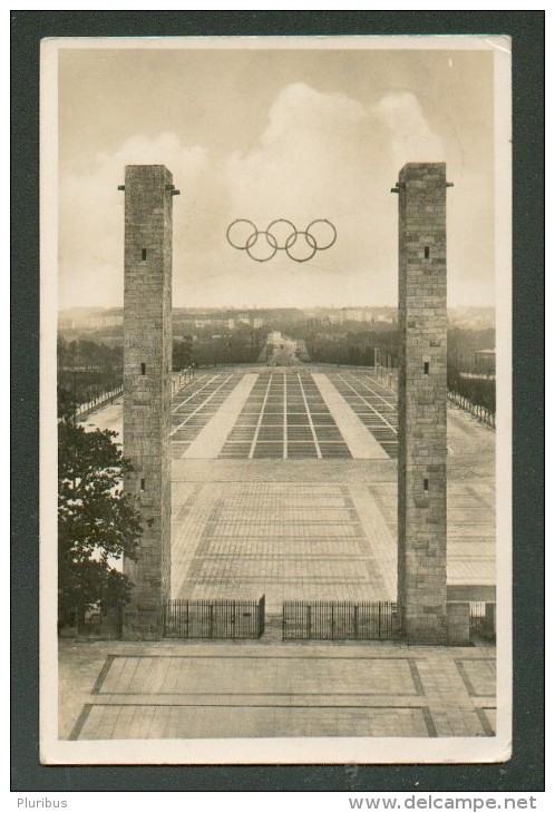 BERLIN STADIUM , SPECIAL POSTCARD BIOLOGY , SOCCER  FOOTBALL  STAMP 6+4 PF   ,OLD POSTCARD TO ESTONIA  1936 ,O - Sommer 1936: Berlin