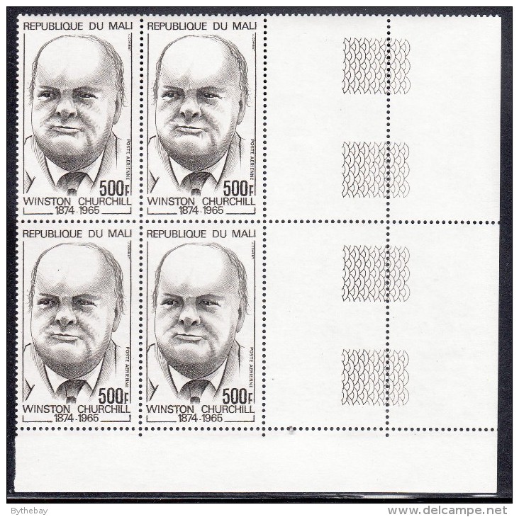 Mali MNH Scott #C214 Lower Right Block Of 4 With Selvedge 500fr Sir Winston Churchill - Mali (1959-...)