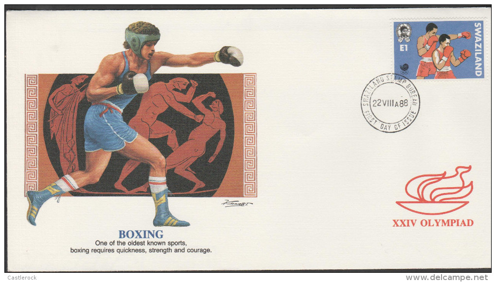 O) 1988 SWAZILAND-AFRICA, BOXING, XXIV OLYMPIAD-OLYMPICS, FDC XF- - Swaziland (1968-...)