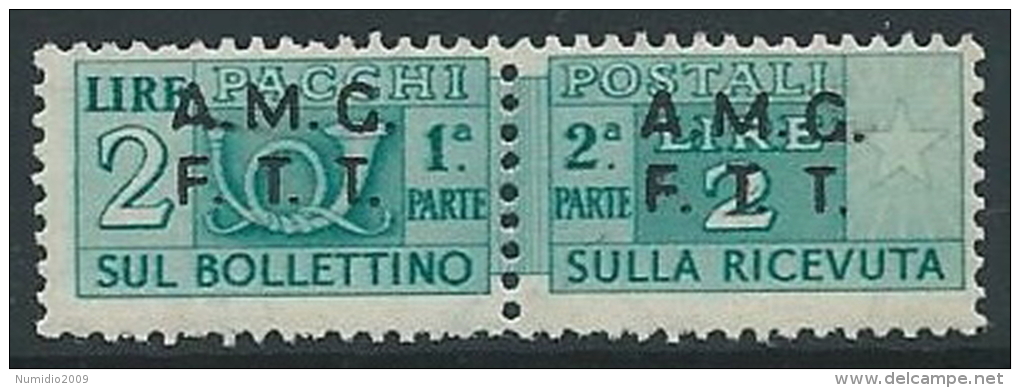 1947-48 TRIESTE A PACCHI POSTALI 2 LIRE MNH ** - ED062-8 - Paketmarken/Konzessionen