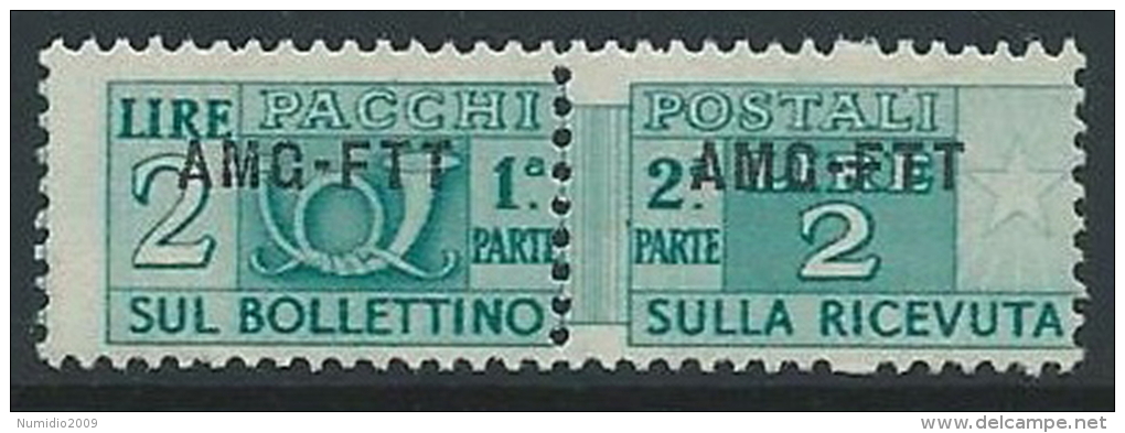 1949-53 TRIESTE A PACCHI POSTALI 2 LIRE MNH ** - ED069-2 - Colis Postaux/concession