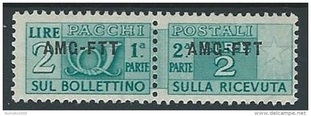 1949-53 TRIESTE A PACCHI POSTALI 2 LIRE MH * - ED070 - Colis Postaux/concession