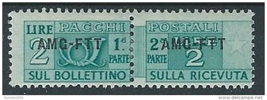 1949-53 TRIESTE A PACCHI POSTALI 2 LIRE MH * - ED070-2 - Postal And Consigned Parcels