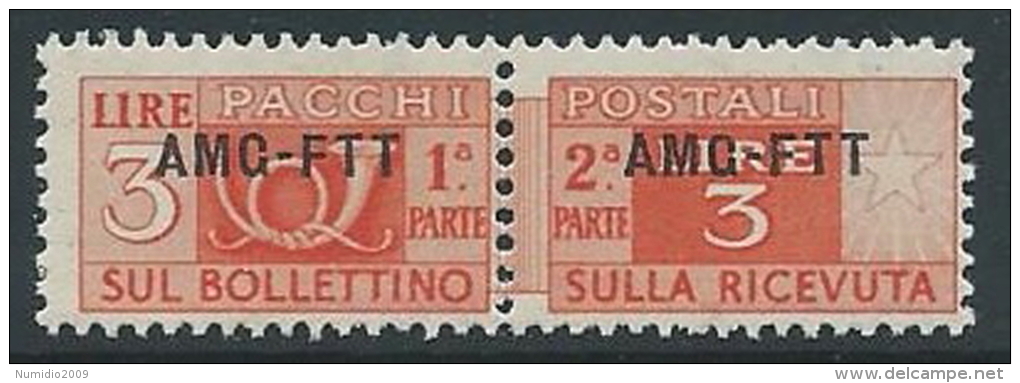 1949-53 TRIESTE A PACCHI POSTALI 3 LIRE MNH ** - ED070-4 - Postpaketen/concessie